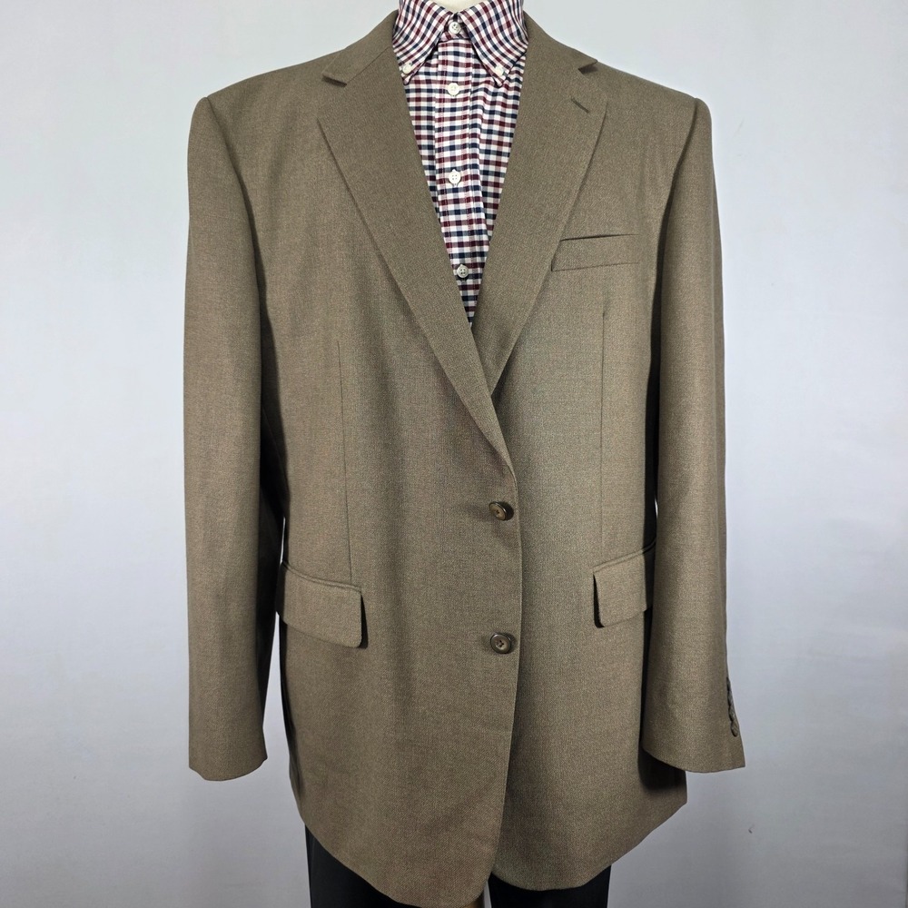 Stafford Essentials Men's Sport Coat Blazer Two Button Tobacco Poly Blend 48L